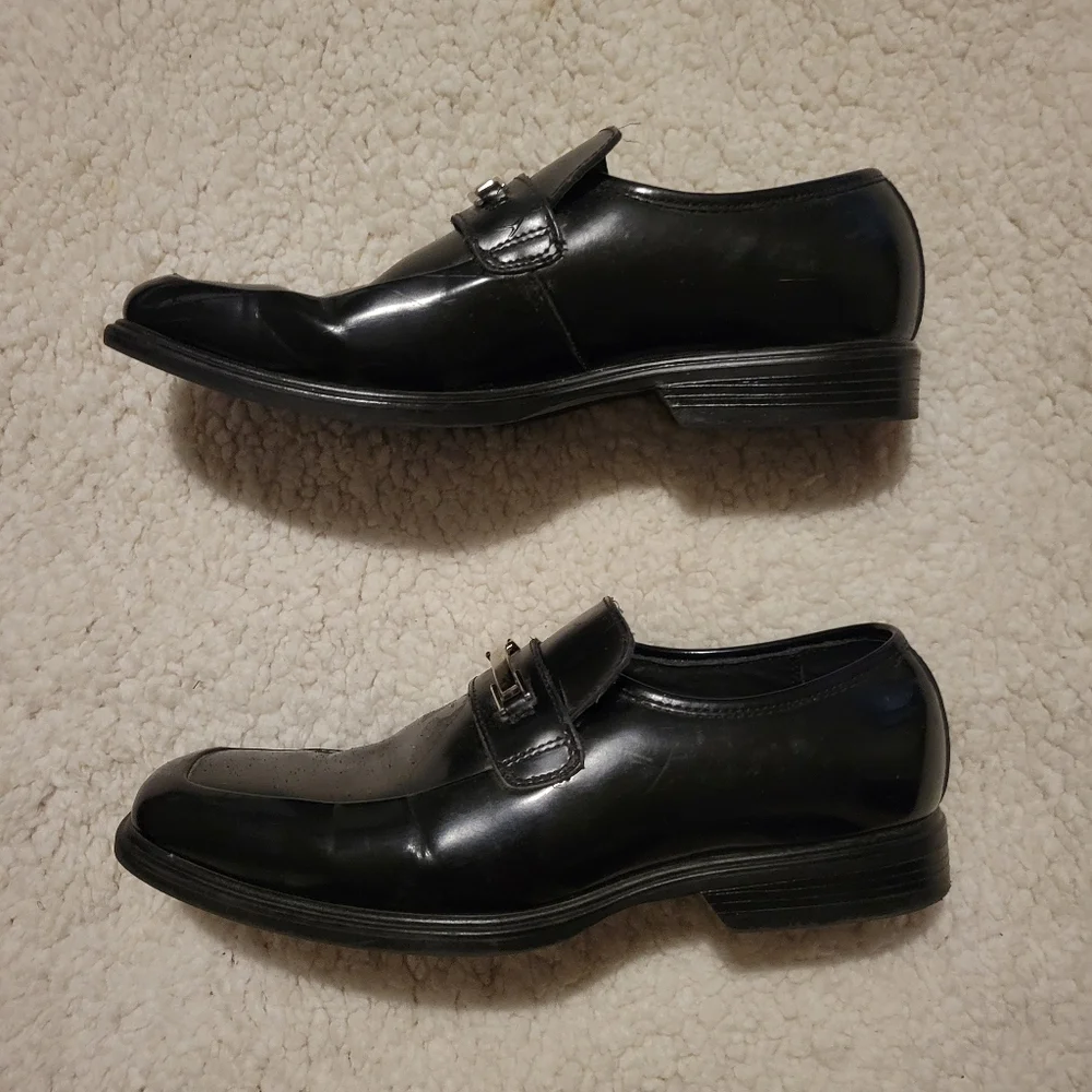 MENS CLAIBORNE LEATHER DRESS SHOES BLACK SIZE 8.5 - Picture 5 of 10